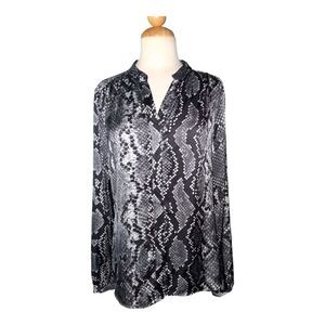Michael Kors Women's Long Sleeve Blouse Snake Python Print, Size Large